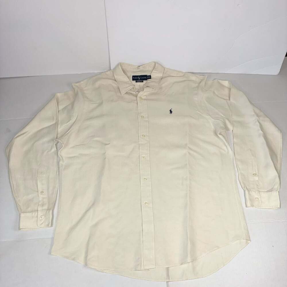 Polo Ralph Lauren Classic Fit Long Sleeve Button Down Shirt Men's XL Ivory Linen